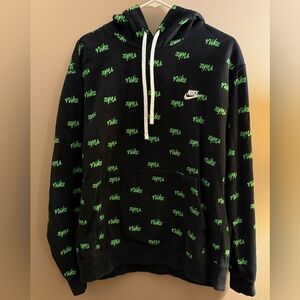 NIKE NEON MEN'S SIZE LARGE PULLOVER SWEATSHIRT FRONT POCKETS DRAWSTRING